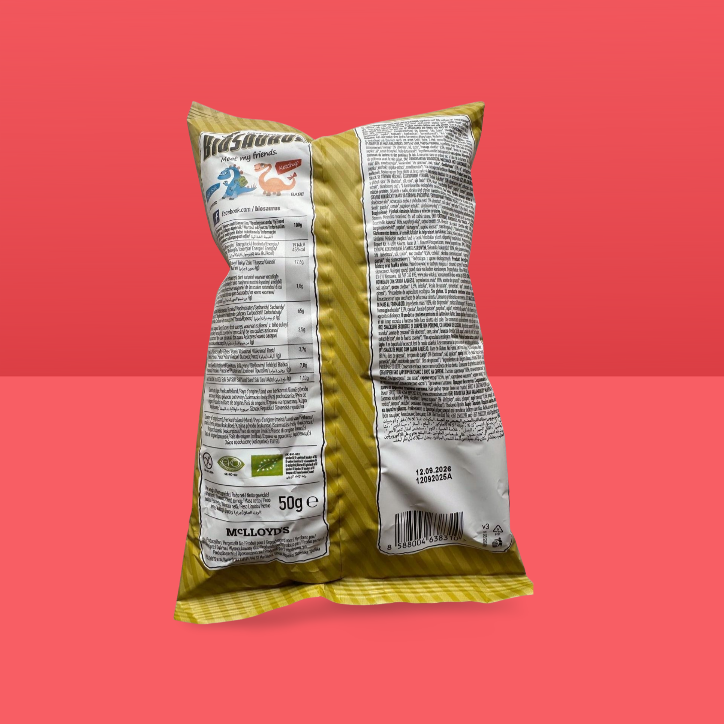 BioSaurus barnsnack med ekologisk majsost, från 12 månader