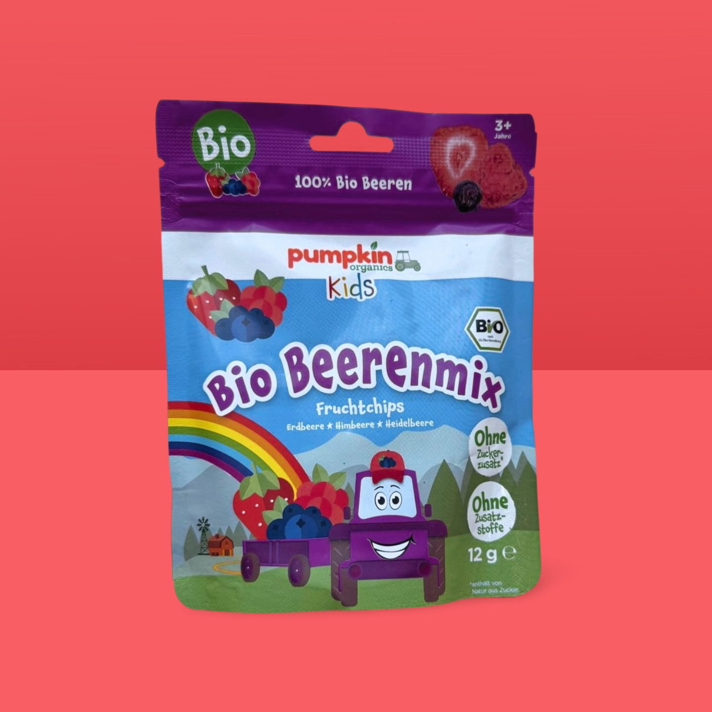 Pumpkin Organics bärmixfruktchips, från 3 år