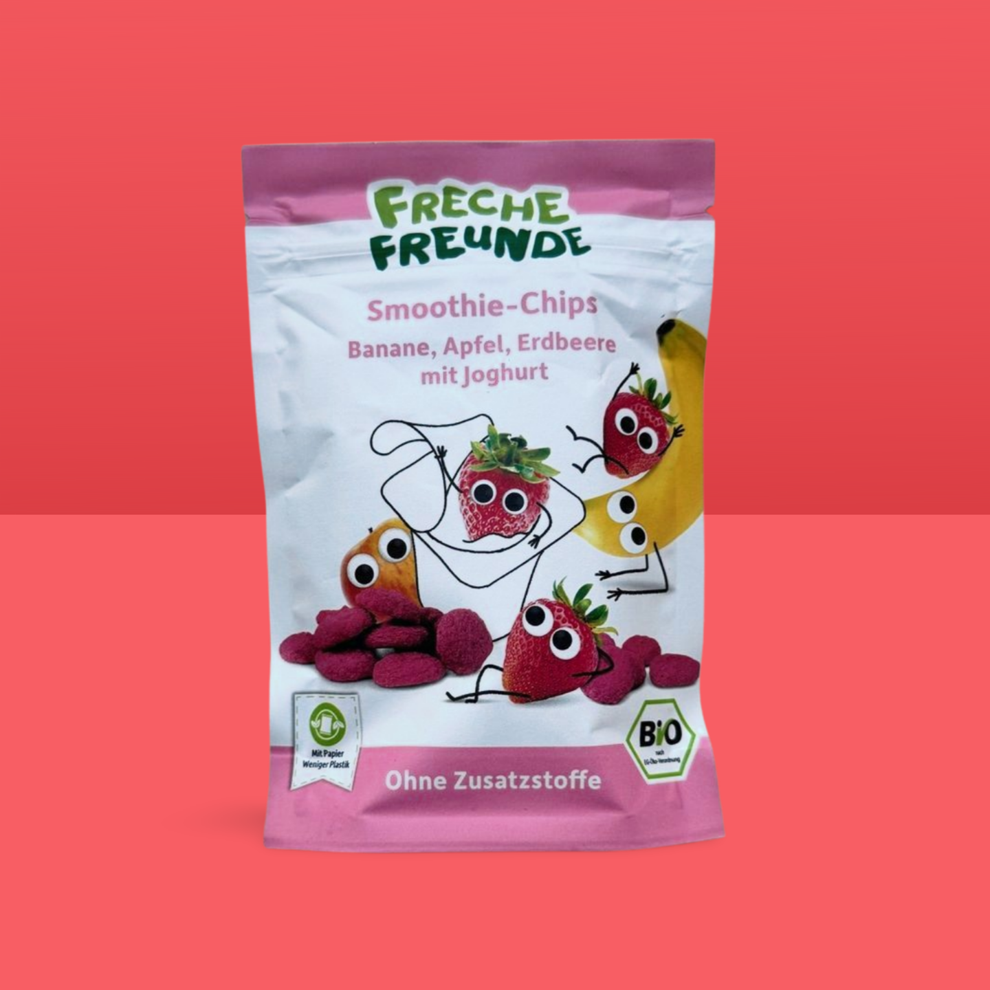 Freche Freunde smoothiechips, banan, äpple, jordgubb och yoghurt, från 3 år