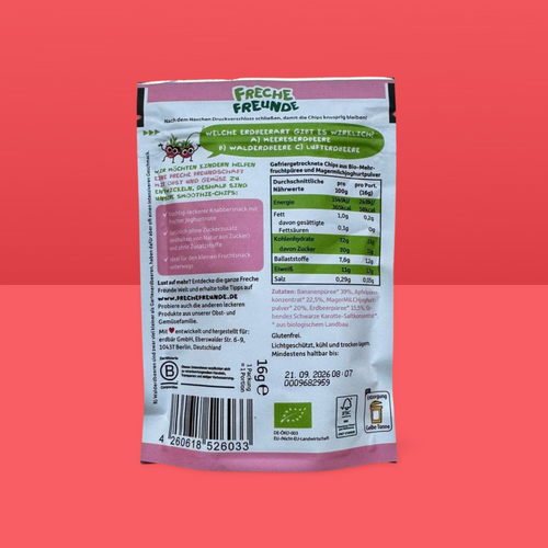 Freche Freunde smoothiechips, banan, äpple, jordgubb och yoghurt, från 12 månader